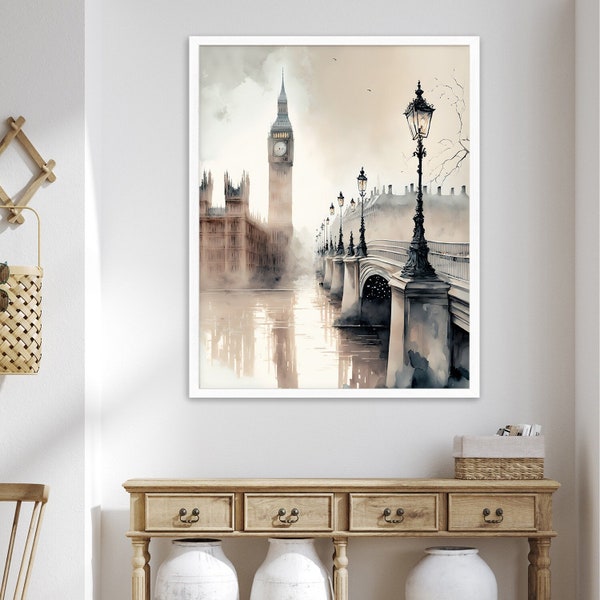 Old London Wall Art, Unframed Print, Home Decor, Living Room Poster, Bedroom Wall Art, Gift Poster, Big Ben Print