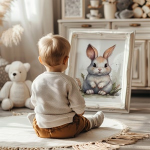 Imagen de la habitación infantil: Dulce conejito en estilo boho | Cartel infantil cartel | Habitación infantil idea de regalo para bebé póster de animales para niños habitación del bebé