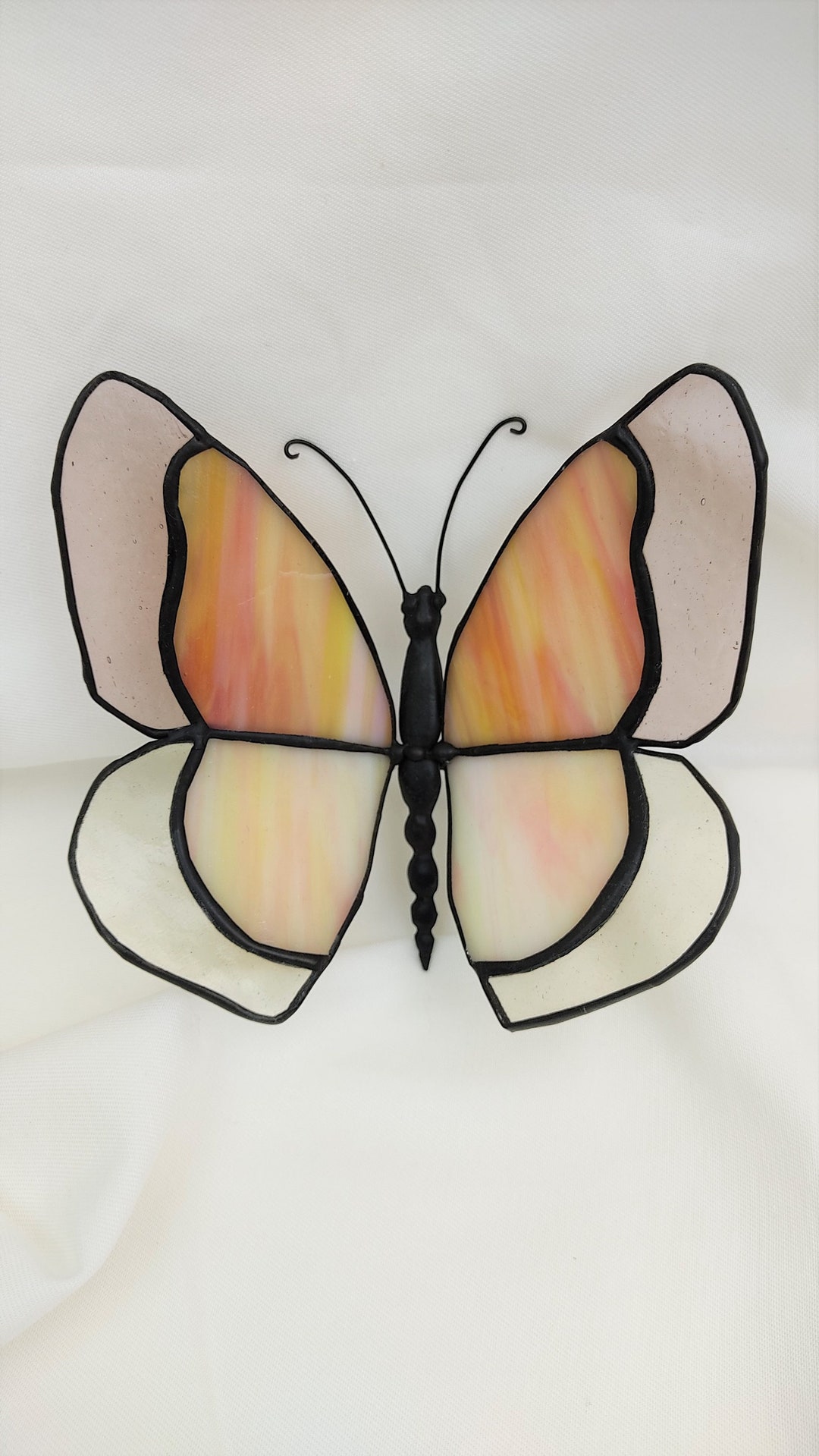 Stained Glass Butterfly Suncatcher Coral Suncatcher Glass Etsy