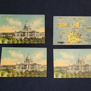 Conjunto de 4 cartões postais vintage de Rhode Island