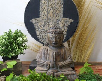 Buddha Feng Shui Hamsa Set - Grau - Bringen Sie Harmonie und positive Energie in Ihr Zuhause und Ihren Wohnraum