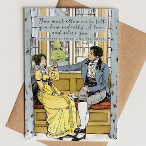 Mr. Darcy &quot;You must allow me&quot; Pride & Prejudice Quote Card, Jane Austen Digital Printable, Romantic Literary Card Anniversary, Ardently Love