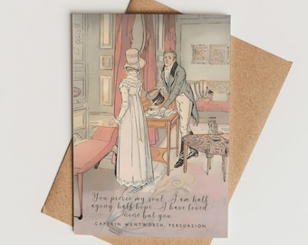 Jane Austen Love Quote Card, Persuasion Quote You Pierce My Soul, Digital Printable Romantic Anniversary, Valentine’s Day, Literary Greeting