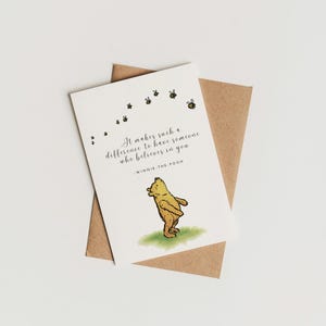 Afdrukbare kaart Winnie-de-Pooh leraar waardering, klassieke Pooh Bear, iemand die in je gelooft, leraar bedankt, coach, einde school