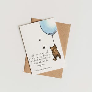Winnie-de-Pooh-babyshowerkaart, klassieke Poeh-beer, aanstaande moeder en vader, A.A. Citaat van Milne, groots avontuur, ballon nieuwe ouders, digitaal afdrukbaar