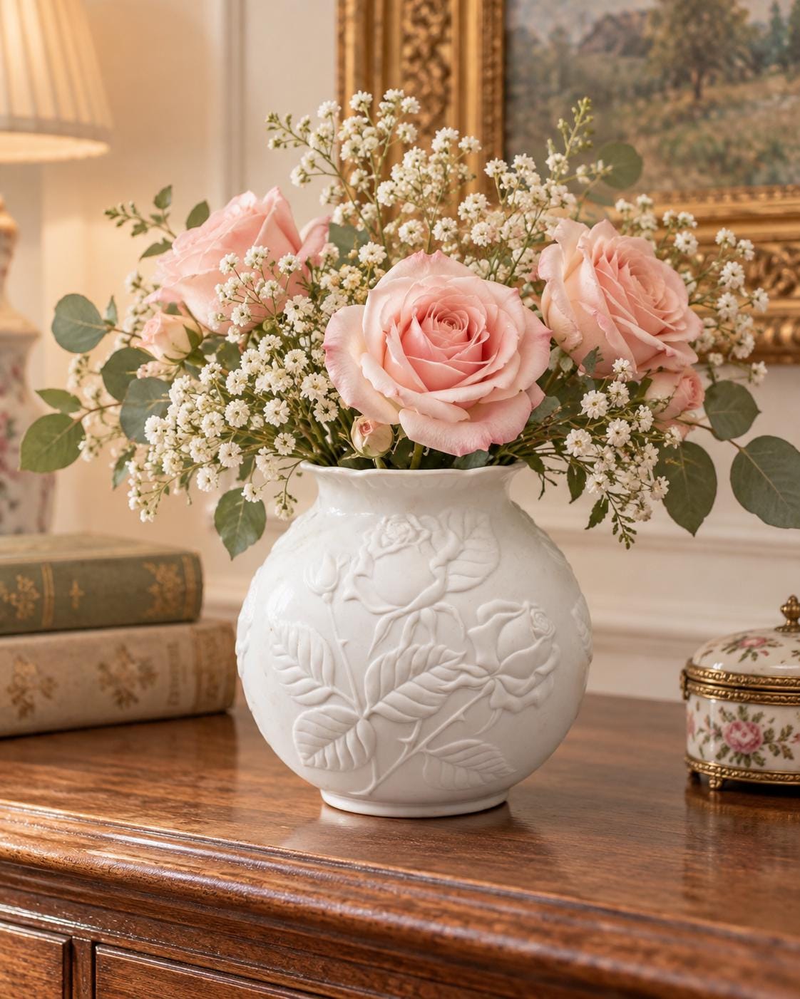 Aufgesetzte rosen vase