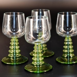 4 x antique schnapps glass from around 1900 Art Nouveau open ribbed foot H8.5 cm
