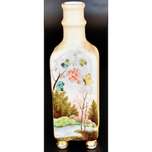 J.C. Boldoot antique ceramic bottle flacon signed hand painted H15.5 cm