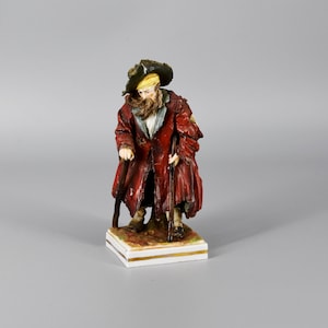 Antique very rare porcelain figurine beggar Aelteste Volkstedter Porzellanfabrik Triebner, Ens & Eckert 19th century H16cm