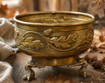 Antieke koperen bloempot met poten – A. Raulin Dinant Jardinière, Frankrijk, eind 19e eeuw, vintage decor