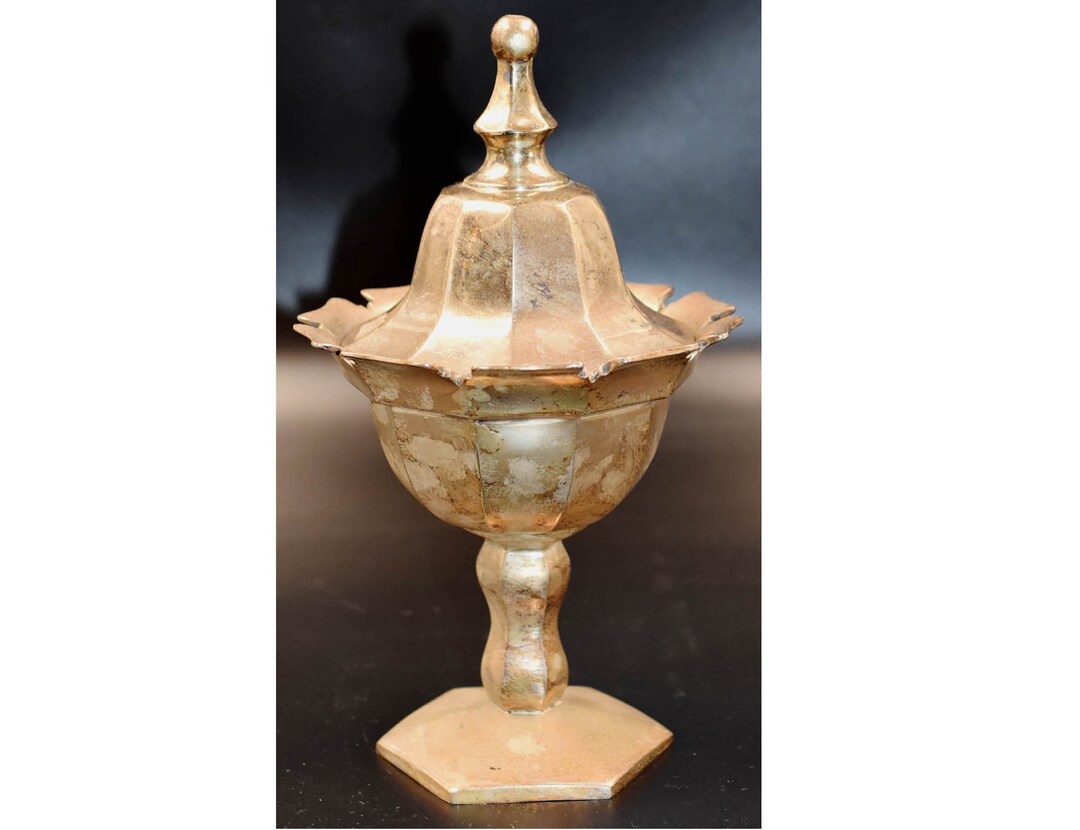 Antique Heavy Sugar Bowl Footed Bowl With Lid and Spoon Holder Etsy