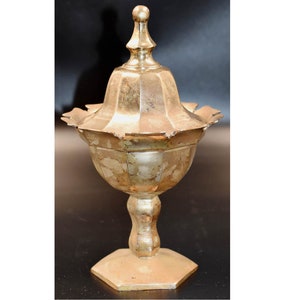 antique heavy sugar bowl footed bowl with lid and spoon holder silver plated Art Nouveau