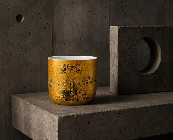 Rosenthal Scheherazade Vase Björn Wiinblad 14,5cm | Studio-Linie Gold-Porzellan Vase 1. Wahl | Tausendundeine Nacht Sammlerobjekt