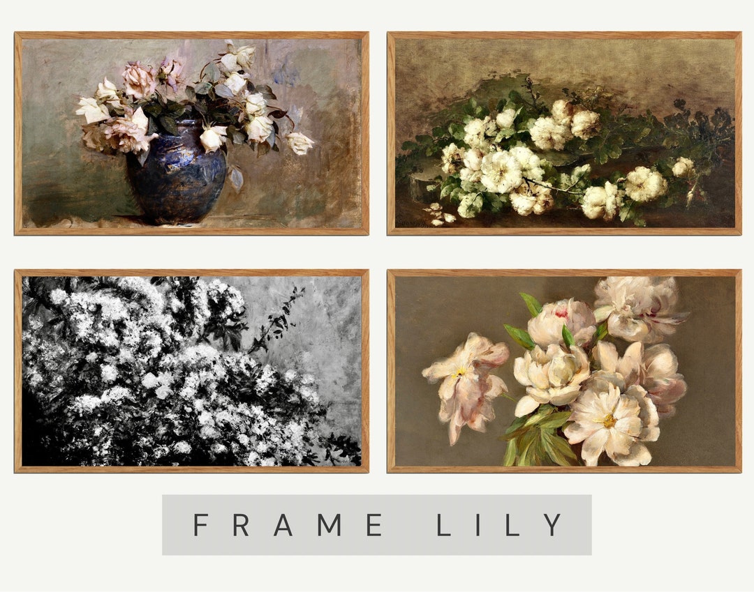 Samsung Frame TV Art Set, Vintage Painting Frame TV, Vintage Floral TV