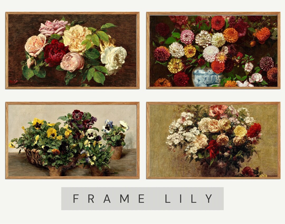 Samsung Frame TV Art Set, Vintage Painting Frame TV, Vintage Floral TV