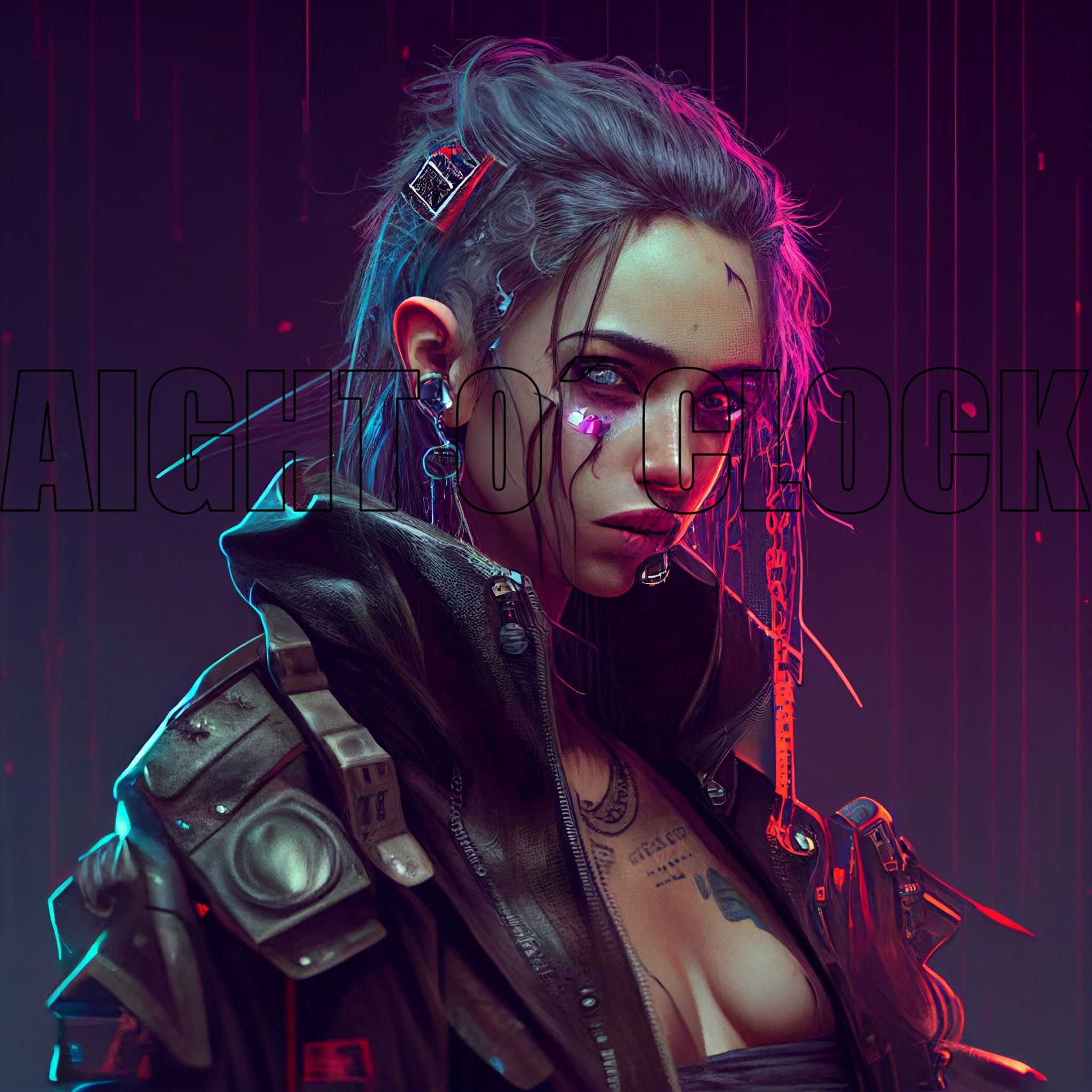 AI Art: 2D Girl in cyberpunk reality by @JkWW 💜🐖