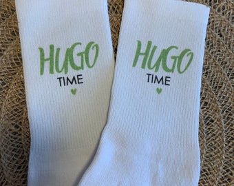 HUGO Socken, Beiseitig bedruckt / Unisex / Personalisiert / Geschenk / Party / Geburtstag / Strümpfe / JGA