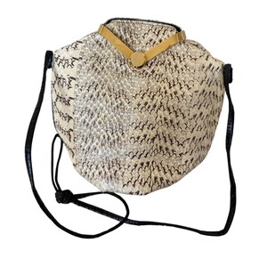 Vintage Genuine Snakeskin Crossbody Clutch Python Leather Gold Frame Bag