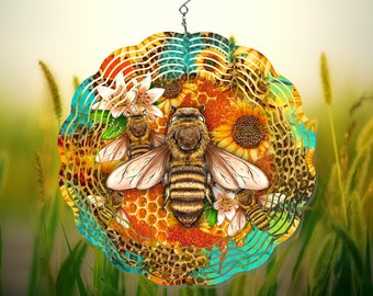 Sunflower Bee Wind Spinner