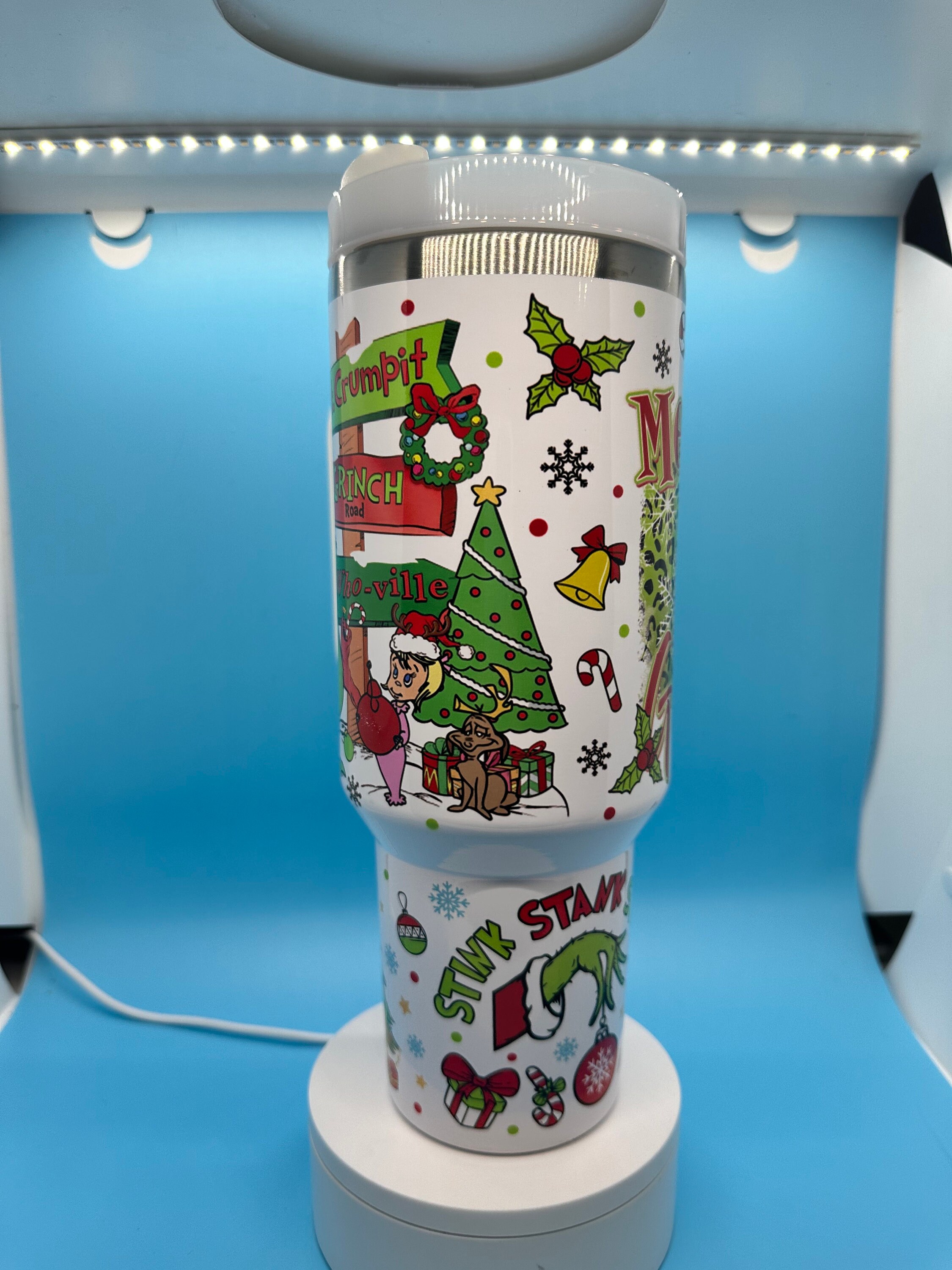 The Grinch Tumbler With Handle Merry Grinchmas 40Oz Stainless