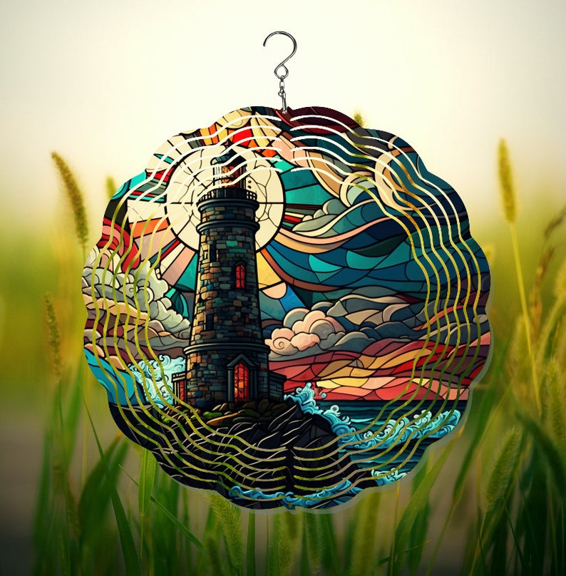Lighthouse Wind Spinner Etsy