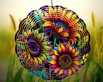 Colorful Sunflowers Wind Spinner