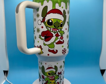 Stitch Stanley Cup 40Oz Christmas Disney Lilo And Stitch Stainless Steel  Tumbler Cartoon Grinch Mode On 40 Oz Travel Cup With Handle Xmas Gift For  Family - Laughinks