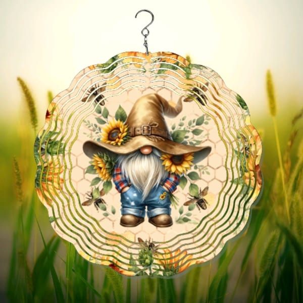 Sunflower Gnome Wind Spinner