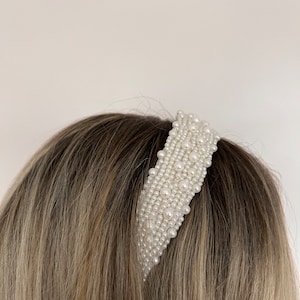 Bridal headband // hen, wedding, engagement // pearl embellished white headband