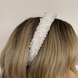 Bridal headband // hen, wedding, engagement // crystal embellished white headband