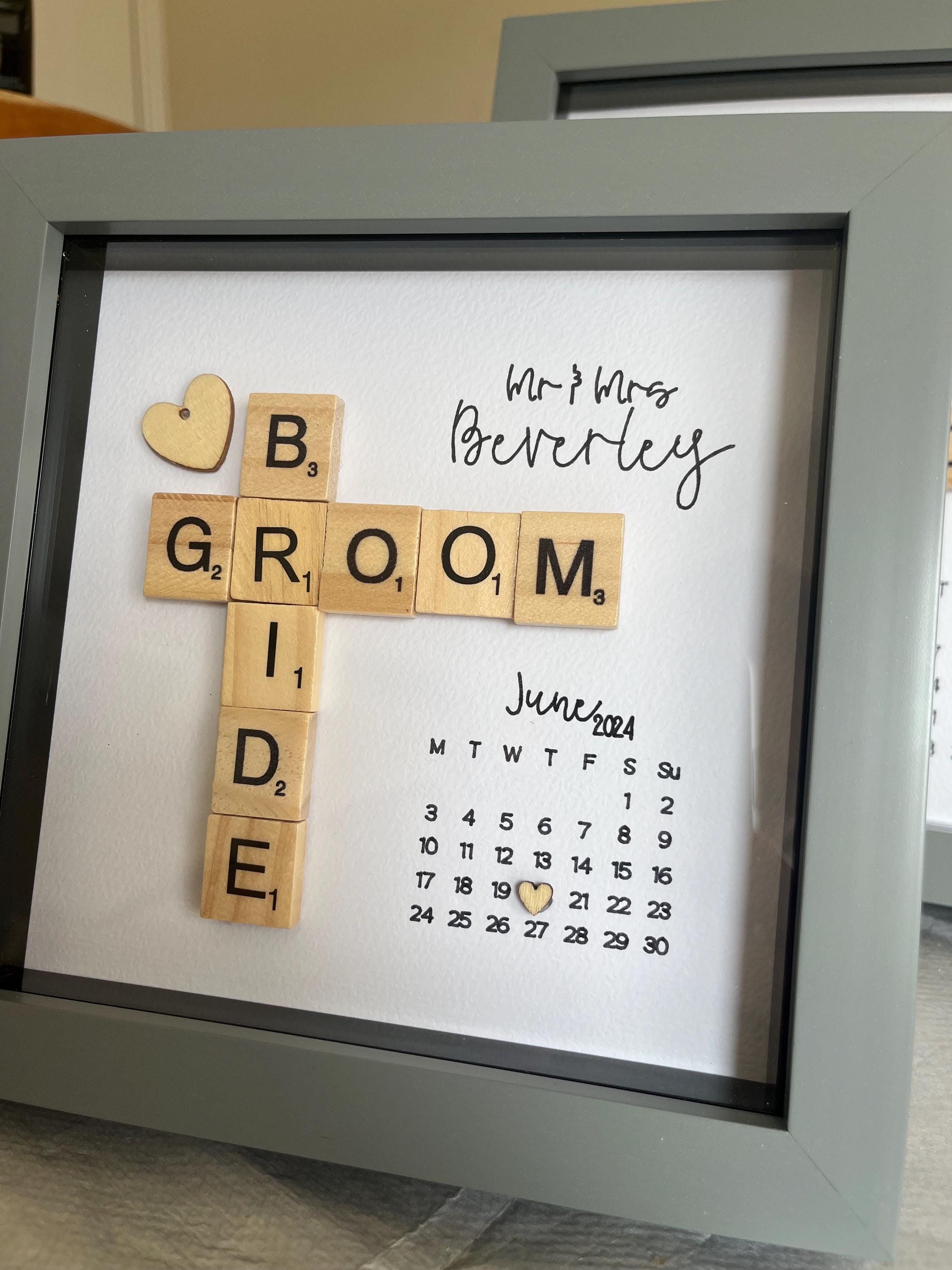 Deep box frames, engagement gifts, engagement gifts for couples, personalised scrabble frames, friends and family gifts, gifts for couples,