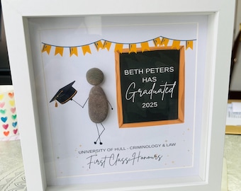 Personalised Graduation Pebble Art Gift | Custom Graduate Frame | University Graduation Keepsake | Class of 2026 Gift | Degree Present
