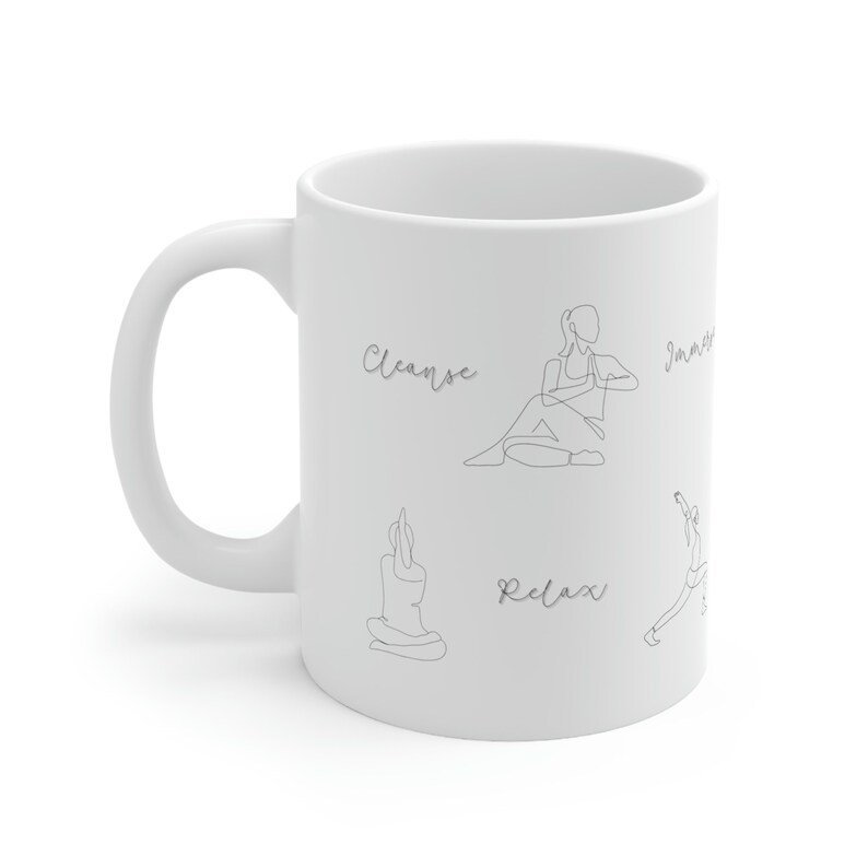 Yoga Mug Mantras and Poses, Meditation Pilates Stretch Coffee Cup, 11oz ...
