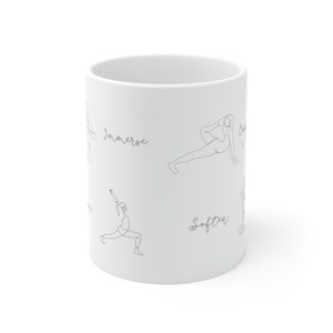 Yoga Mug Mantras and Poses, Meditation Pilates Stretch Coffee Cup, 11oz ...