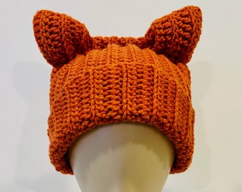 Fox Ear Beanie, Crochet Beanie, Handmade Beanie, Fox Ear Hat, Crochet Hat, Winter Beanie, Crochet Fox Beanie, Handmade Hat, Beanies