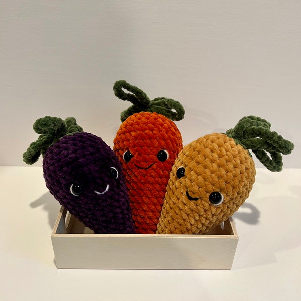 Carrot Plush, Handmade Carrot, Play Food, Crochet Carrot, Amigurumi Food, Carrot Amigurumi, Crochet Vegetables, Carrot, One Per Order