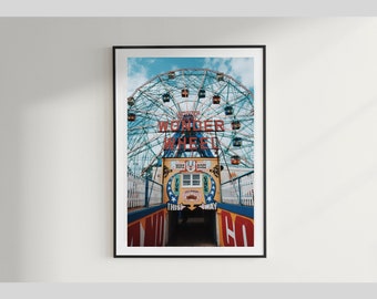 Enjoy the ride | Vintage Poster, Print, Amusement Parks, Wonder Wheel, Vintage Photography