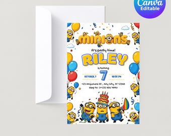 Minions Birthday Invitation | Canva Editable Party Invite (PDF Pattern)