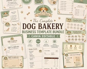 Dog Treat Bakery Template Bundle | Editable Order Forms | Canva + Google Sheets