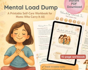 Mental Load Dump Workbook for Moms | Self-Care, Brain Dump (PDF Download)