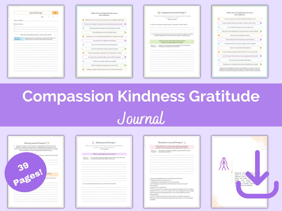 Compassion Gratitude Journal Printable Prompts - Etsy