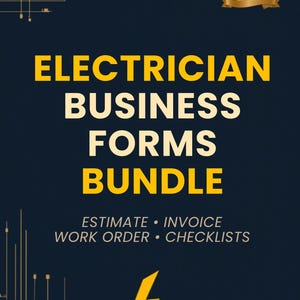 Pakket met bedrijfsformulieren voor elektriciens: offerte, factuur, werkbon, inspectielijst, printbaar PDF-bestand