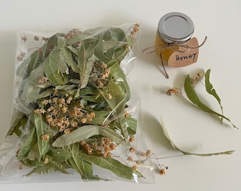 Organic Linden Blossom, Raw honey from linden and wild flowers, Dried Linden Blossom, Relaxation Tea, Tilia Cordata, Herbal Tea