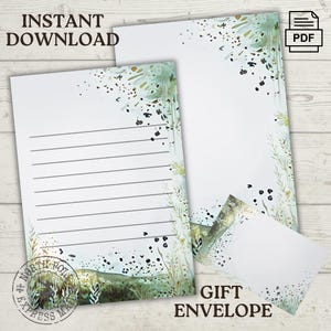 Crea con stile: kit di cancelleria Claude Monet - Note e lettere personali, download immediato, elegante PDF con pagine a righe - vuote, formato lettera USA
