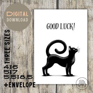 Carte de voeux de chat noir | Bonne chance | Cadeau imprimable | chat noir, Enveloppe assortie, Téléchargement numérique, Fichier PDF, carte d'anniversaire