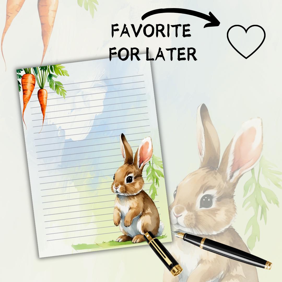 Printable Bunny Letter Paper + Envelope | Cute Rabbit Stationery ...