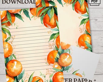 Orange Stationery Set: Printable Letter Paper & Envelope (PDF)