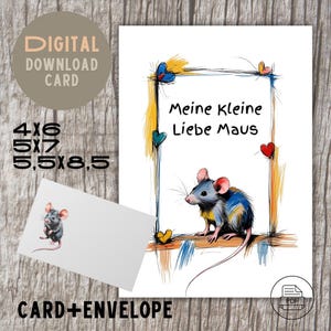 Meine Kleine Liebe Maus, PDF Instant Download, 3 Sizes + Gift Envelope! - Instant Download & Print!| Printable PDF, Printing,Liebesgrußkarte