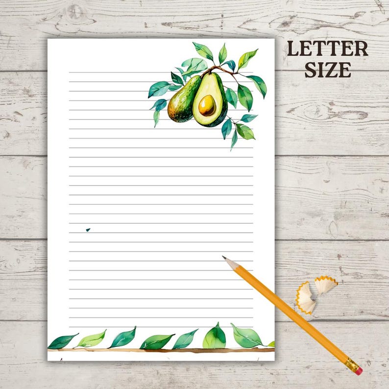 Avocado Stationery Set: Printable Letter & Envelope (digital Download ...