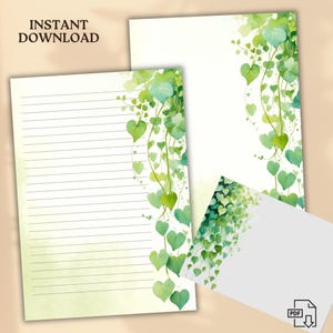 Papier à lettre Pothos | Papeterie imprimable | Téléchargement numérique | doublé | Non doublé | A4 et lettre US | papier à lettres botanique | Enveloppe